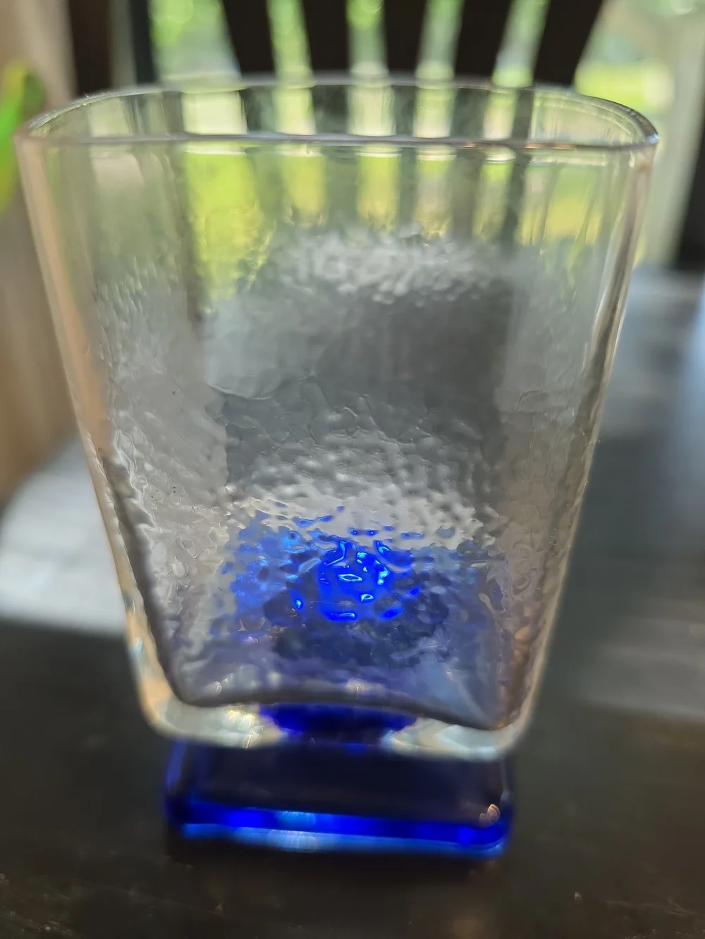 Clear Glass Tumbler with Cobalt Blue Accent - Home Dining Bar